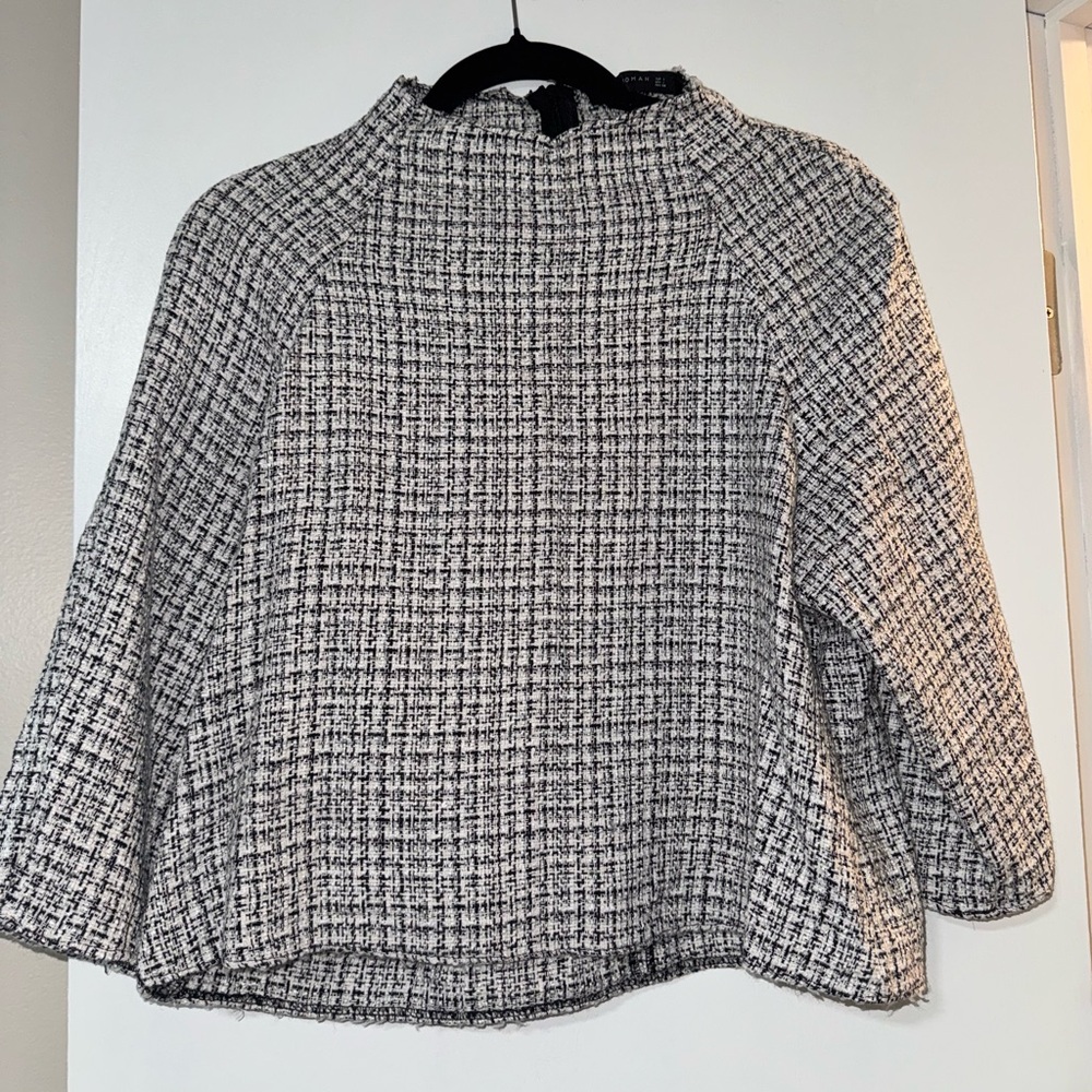 Zara Monochrome Tweed Top